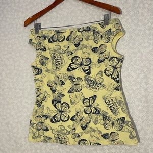 Off-shoulder sleeveless butterfly pattern top